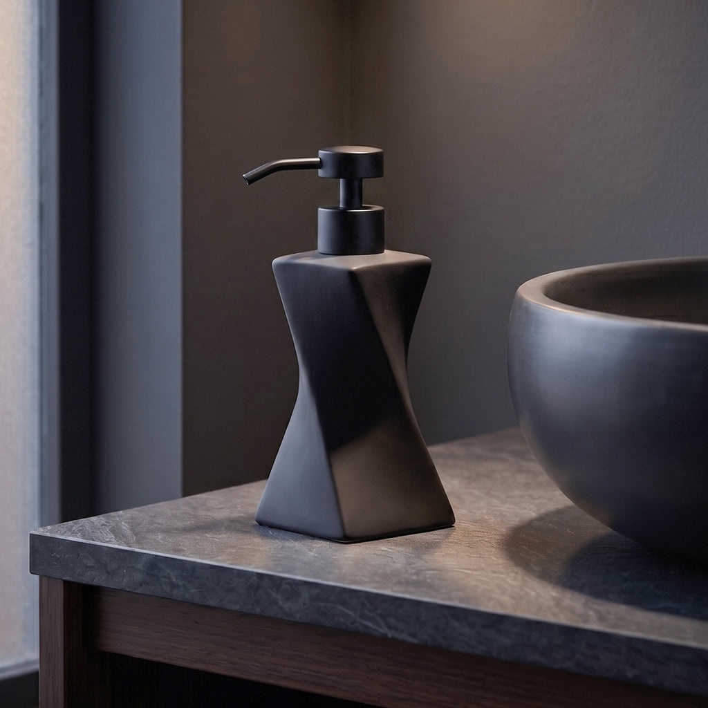 Modern Black Soap Dispenser with Black Pump