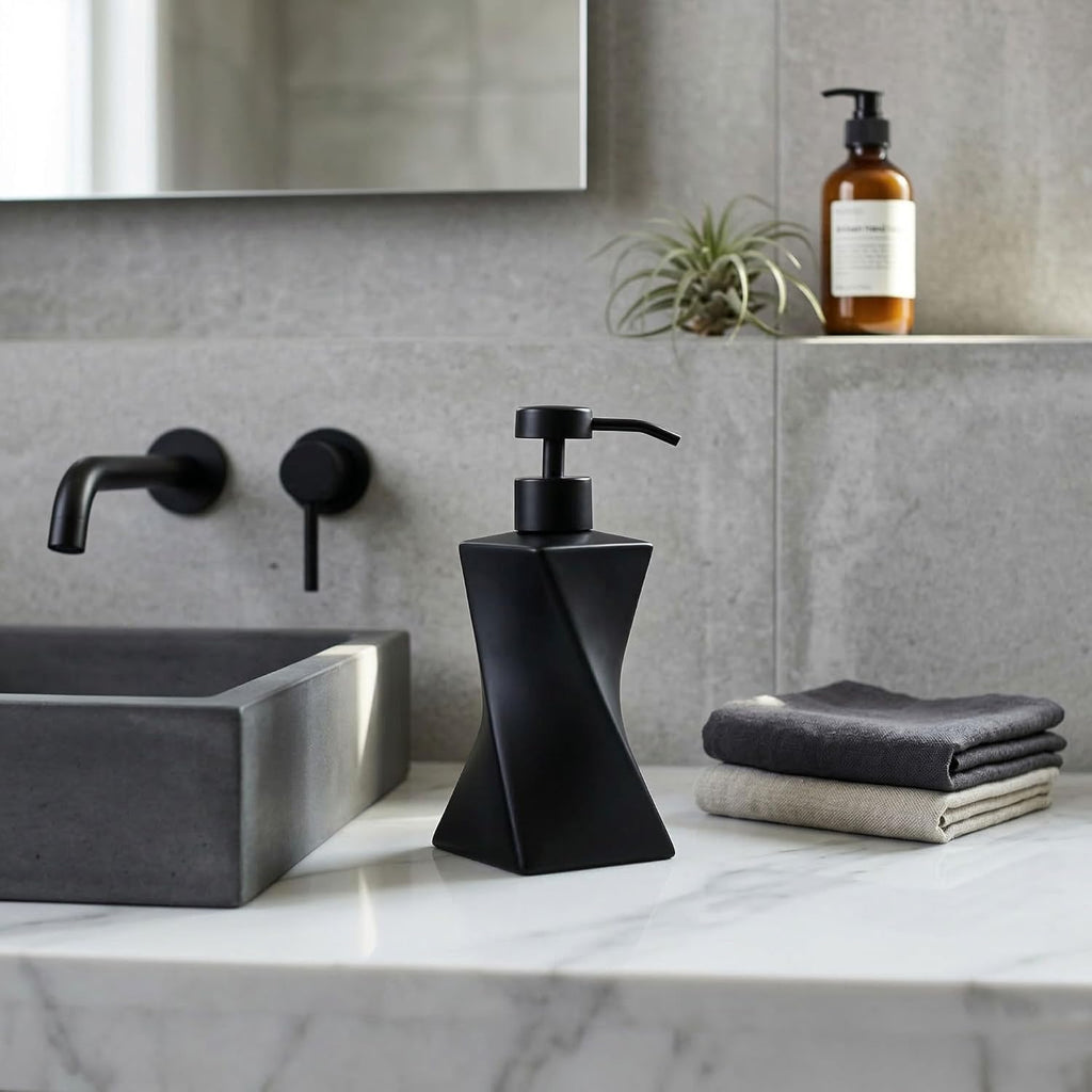 Modern Black Soap Dispenser with Black Pump
