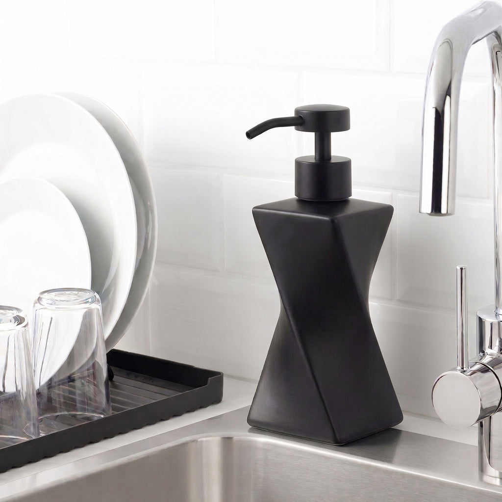 Modern Black Soap Dispenser with Black Pump
