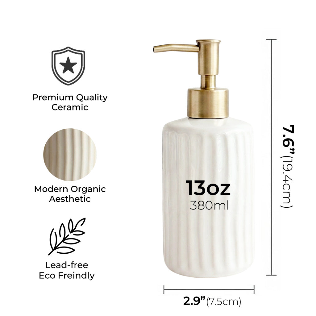 White Ceramic Soap Dispenser with Gold Pump