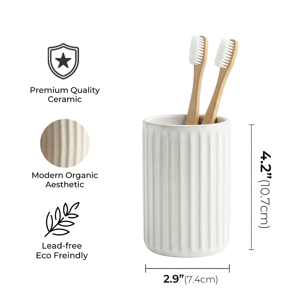 White Ceramic Toothbrush Holder