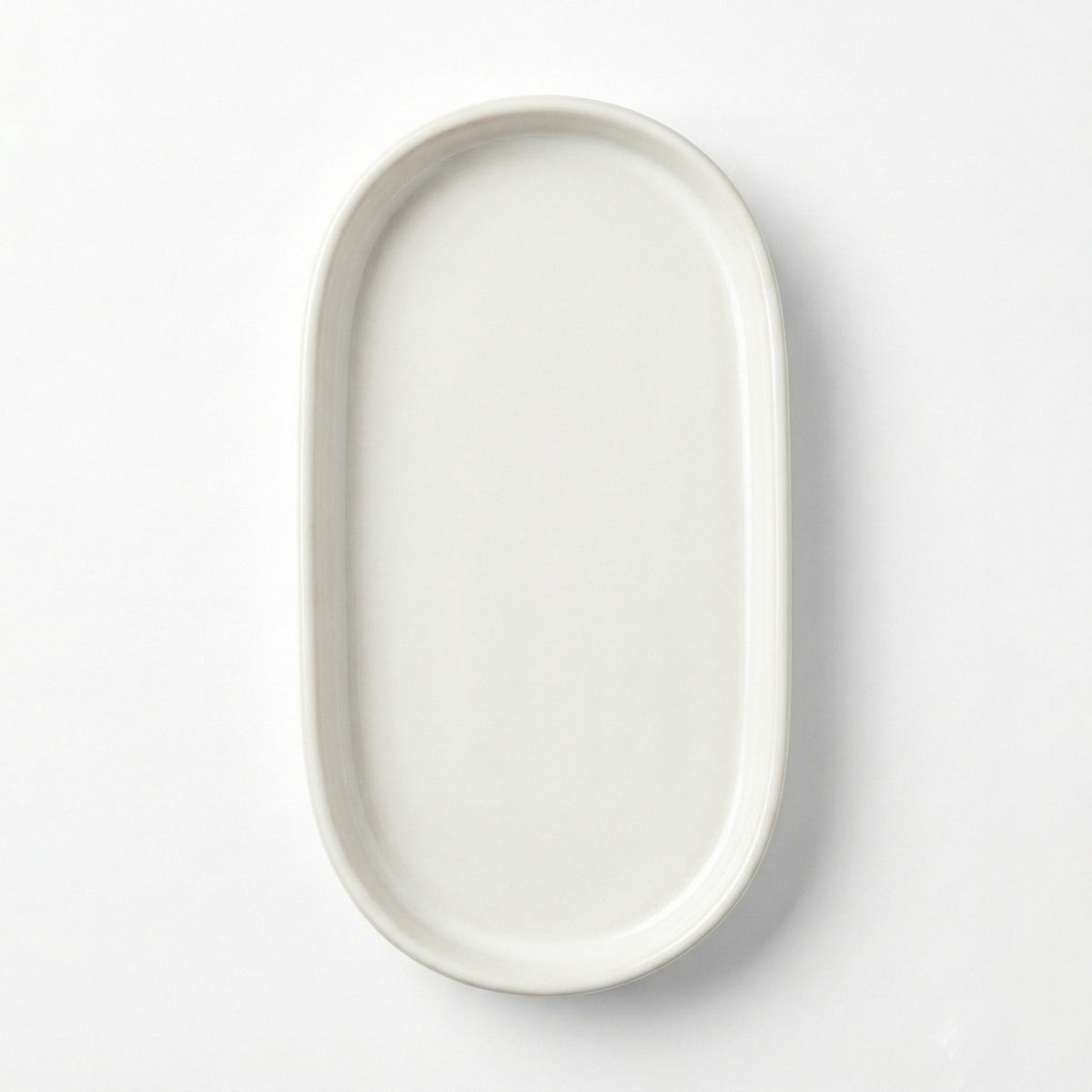 White Ceramic Oval Vanity Tray
