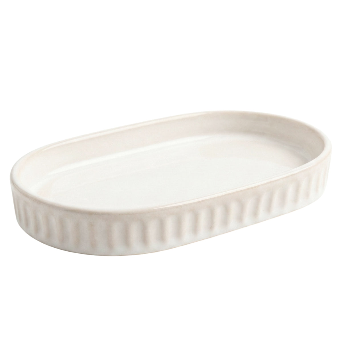White Ceramic Oval Vanity Tray