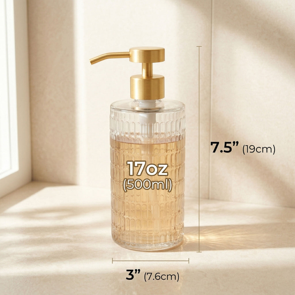 Fluted Glass Dispenser with Gold Pump