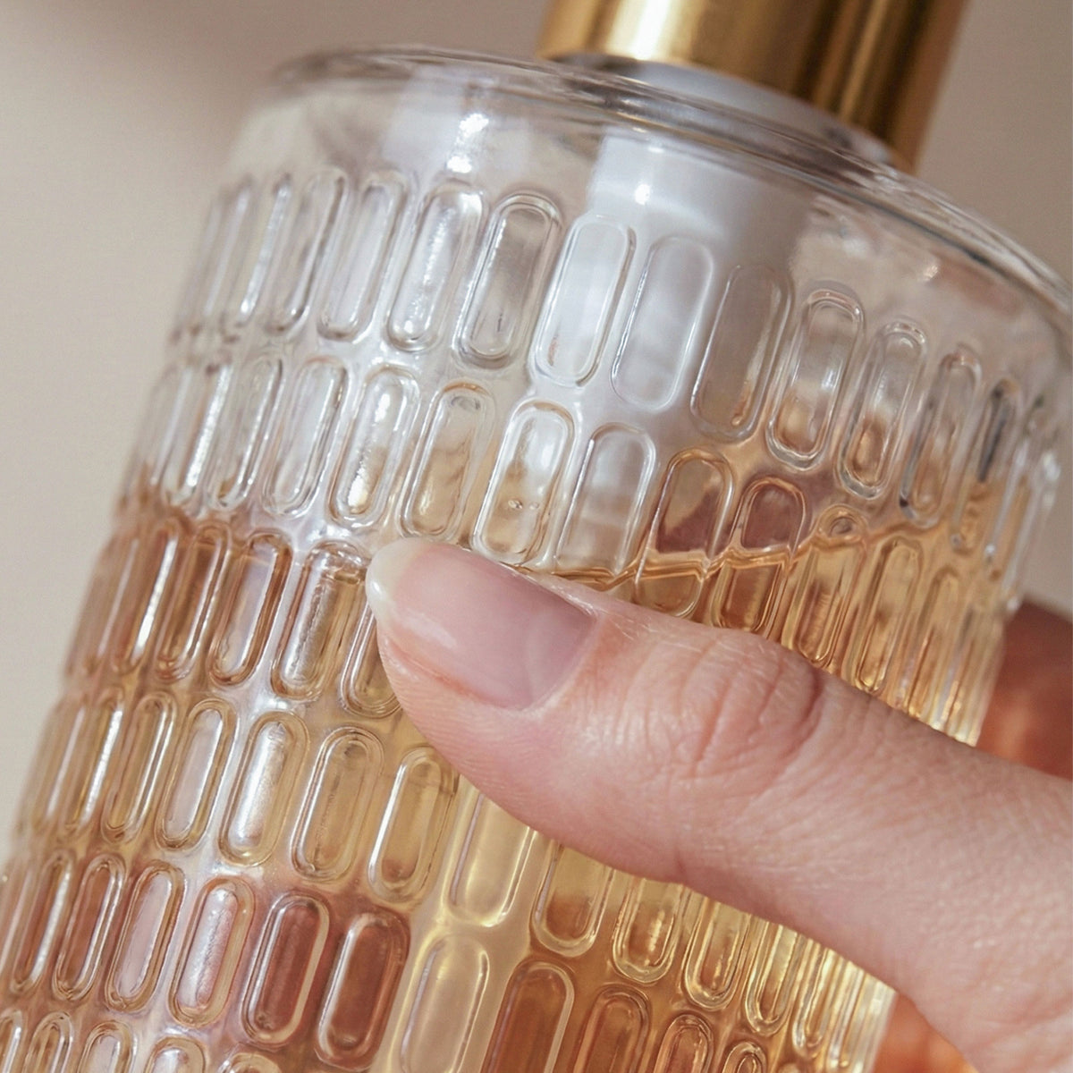 Fluted Glass Dispenser with Gold Pump