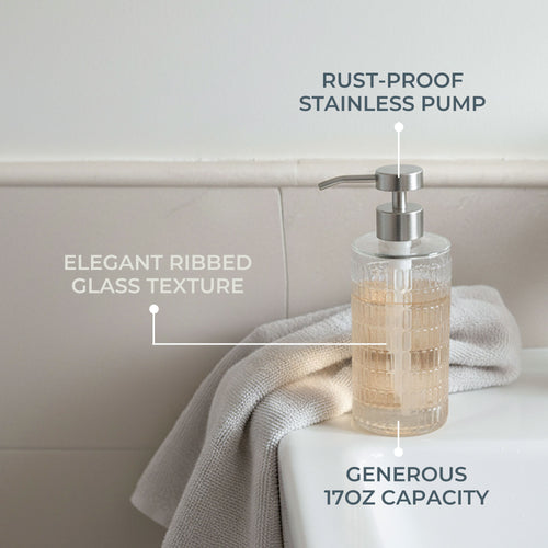 Fluted Glass Dispenser with Stainless Steel Pump