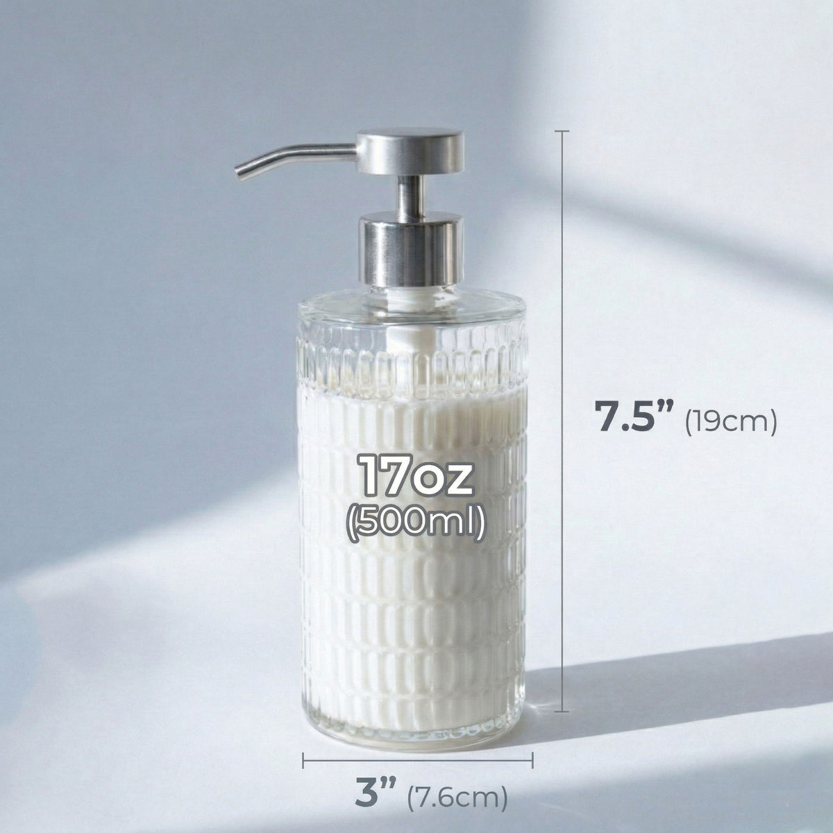 Fluted Glass Dispenser with Stainless Steel Pump