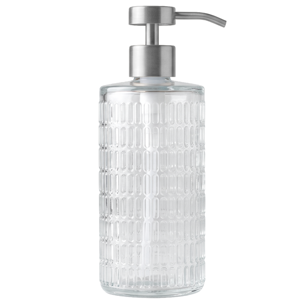 Fluted Glass Dispenser with Stainless Steel Pump