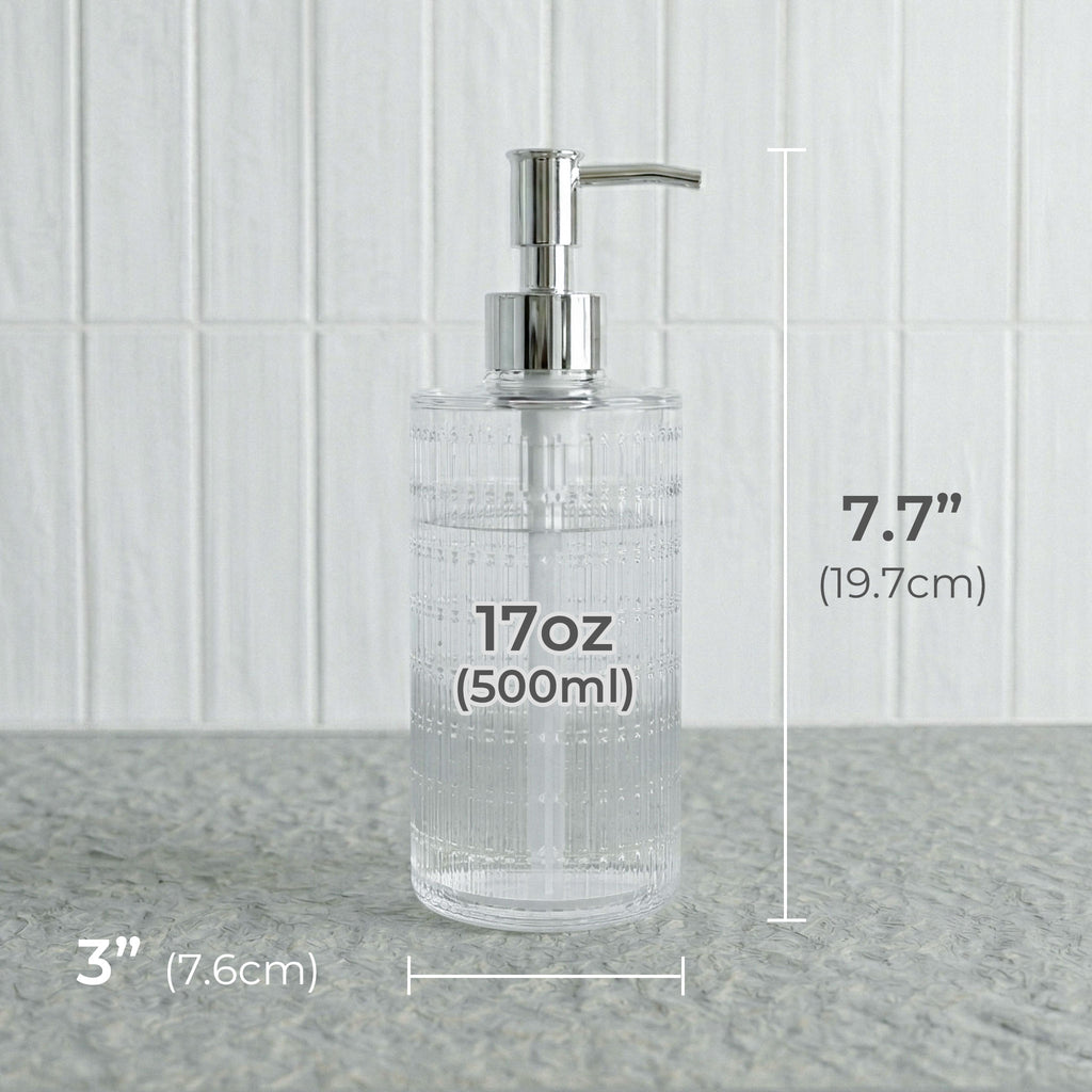 Fluted Glass Dispenser with Silver Slim Pump