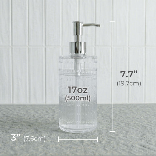 Fluted Glass Dispenser with Silver Slim Pump