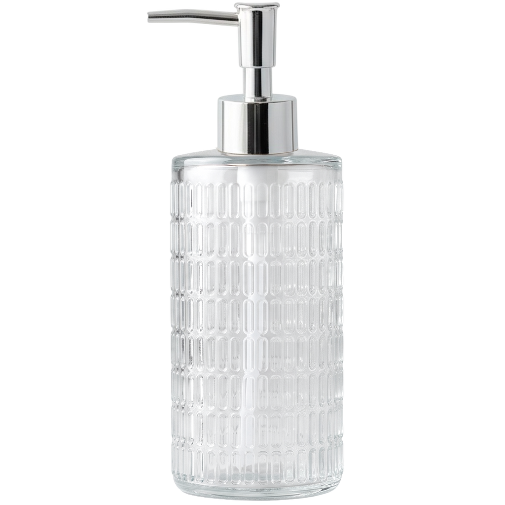 Fluted Glass Dispenser with Silver Slim Pump