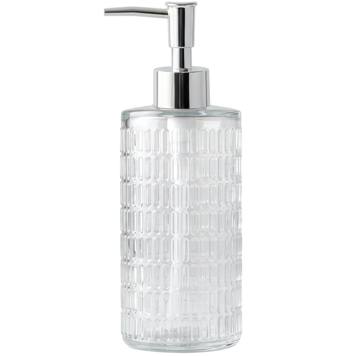 Fluted Glass Dispenser with Silver Slim Pump