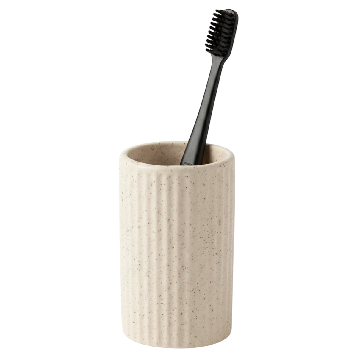 Small Beige Speckled Ceramic Toothbrush Holder