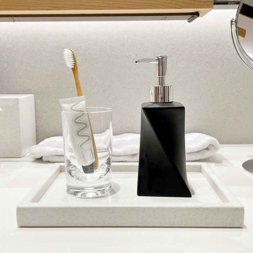 Modern Black Soap Dispenser with Silver Pump