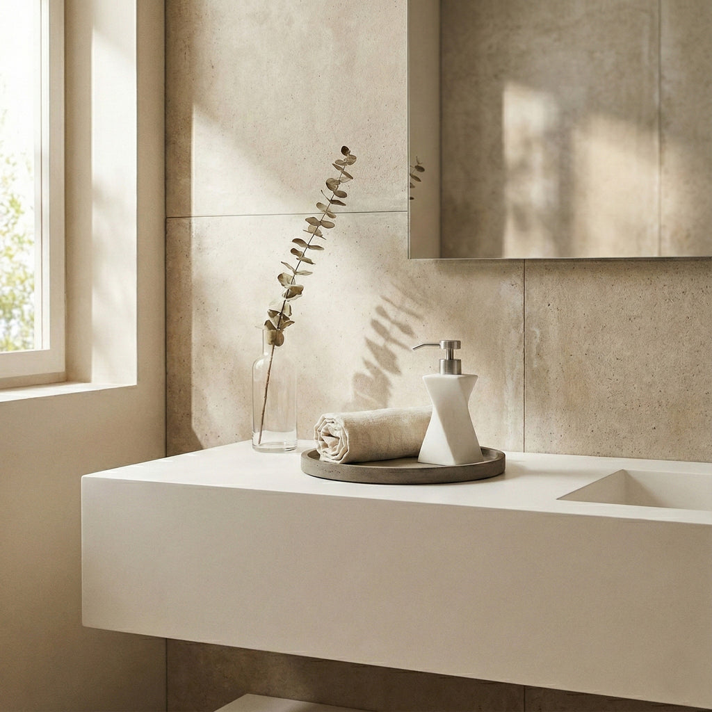Modern White Soap Dispenser with Stainless Steel Pump
