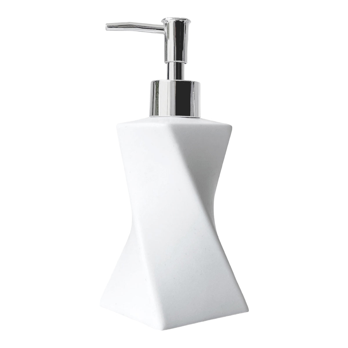 Modern White Soap Dispenser with Silver Pump