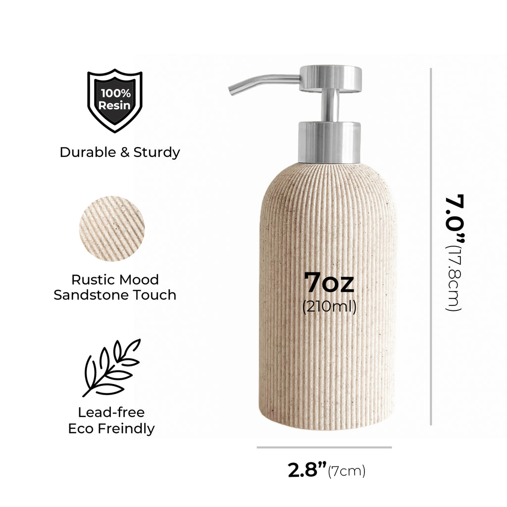 Sand Beige Hand Soap Dispenser with Stainless Steel Pump