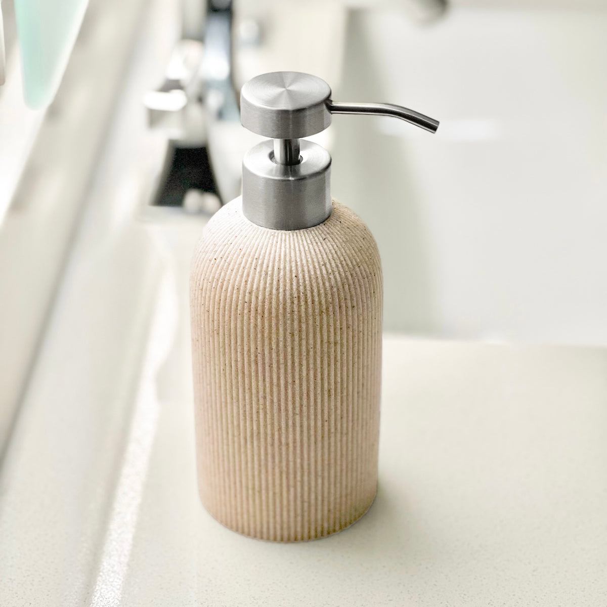 Sand Beige Hand Soap Dispenser with Stainless Steel Pump