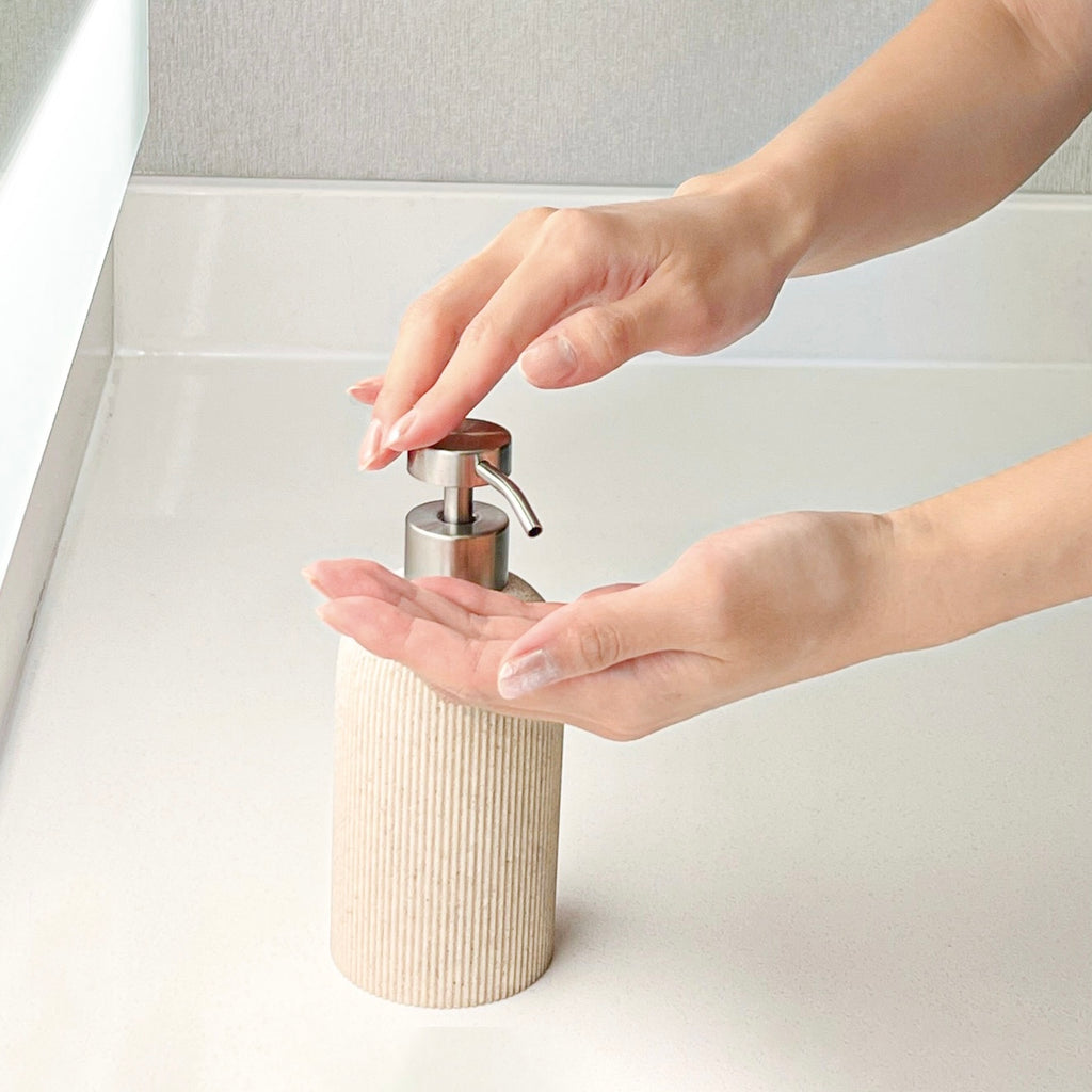 Sand Beige Hand Soap Dispenser with Stainless Steel Pump