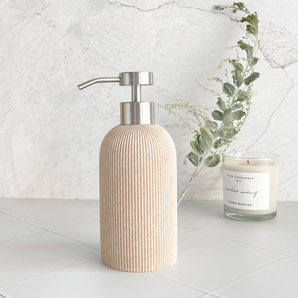 Sand Beige Hand Soap Dispenser with Stainless Steel Pump